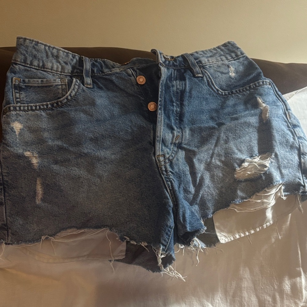 H&M Dark Blue Distressed Jean Shorts